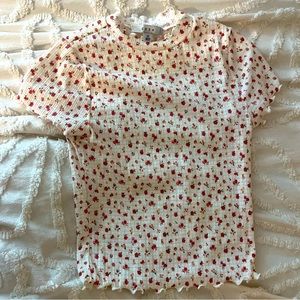 Floral Turtleneck Baby Tee// XS